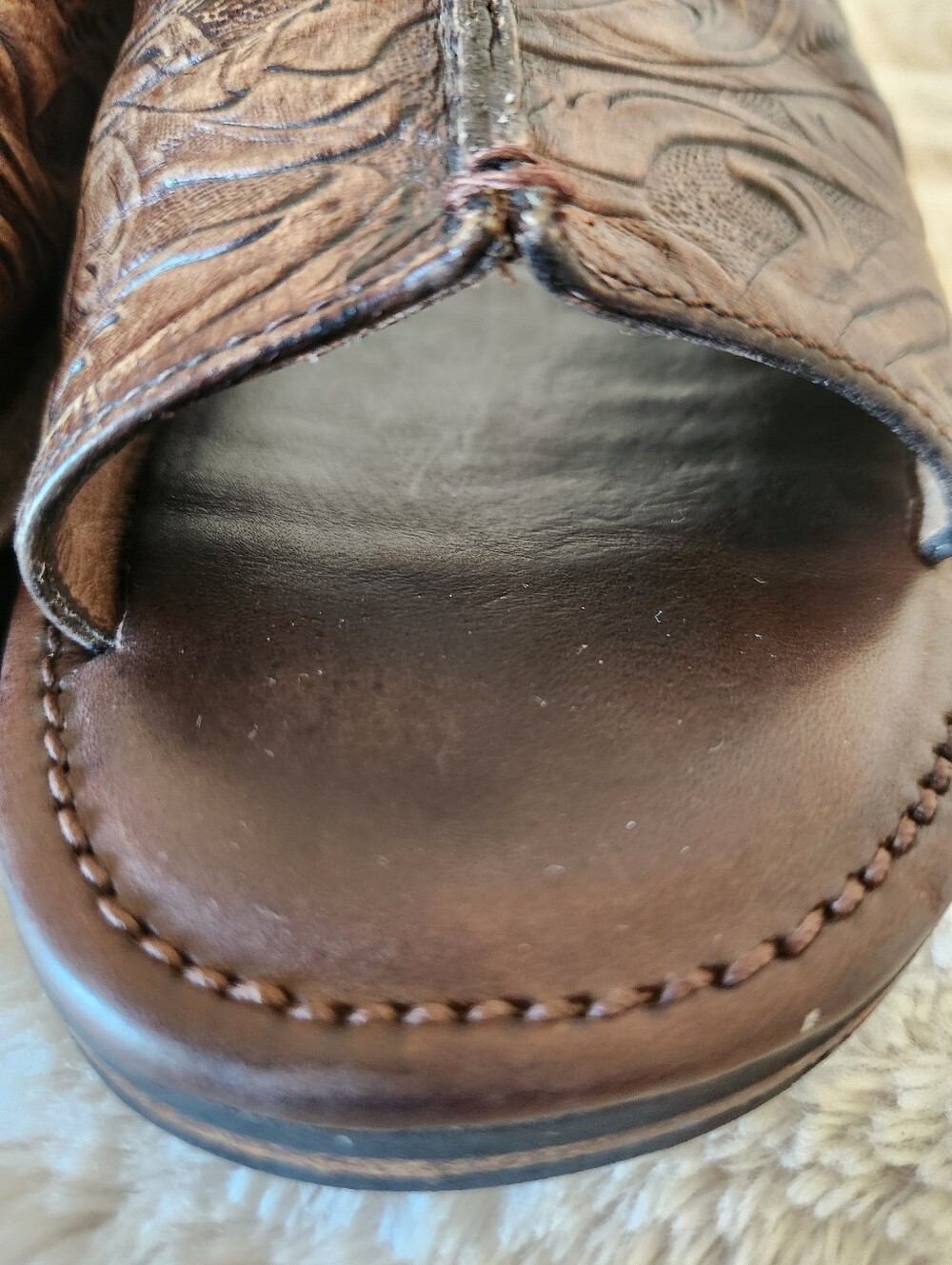 Cole Haan Brown Leather Embossed Sandals/Slides Women's Size 8 - Picture 9 of 16